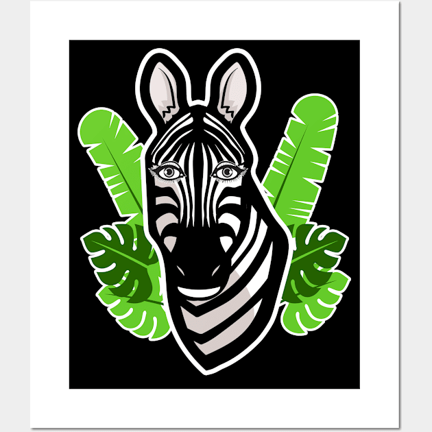 🦓 Zebra Portrait! Kawaii Beautiful African Animal, Zebra Wall Art by Pixoplanet